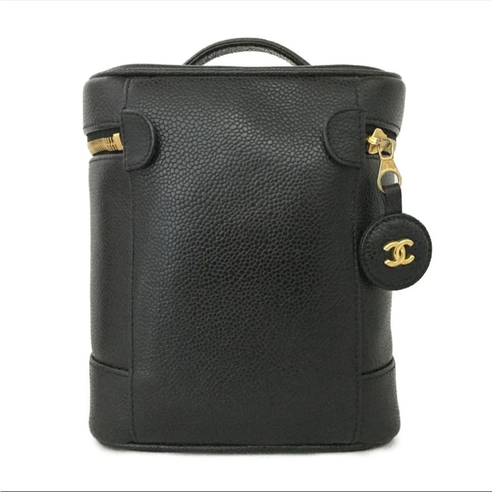 AUTH Black Chanel CC Leather Grained Calfskin Vanity Bag - Picture 4 of 14